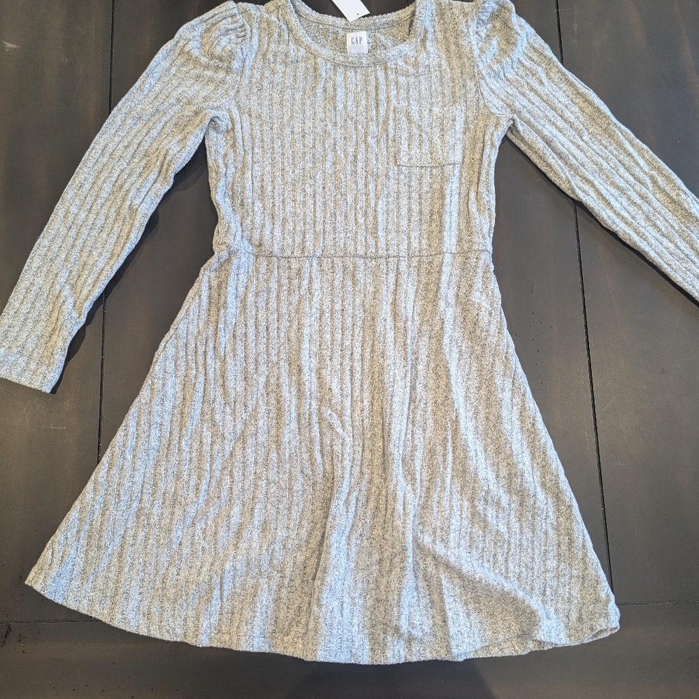 Gray Long Sleeve Kids Cotton Dress